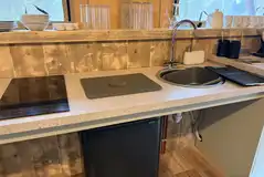 Low level kitchenette in the Accessible Deluxe Safari Tent