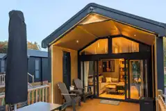 Superior glamping cabins with an outdoor decking area
