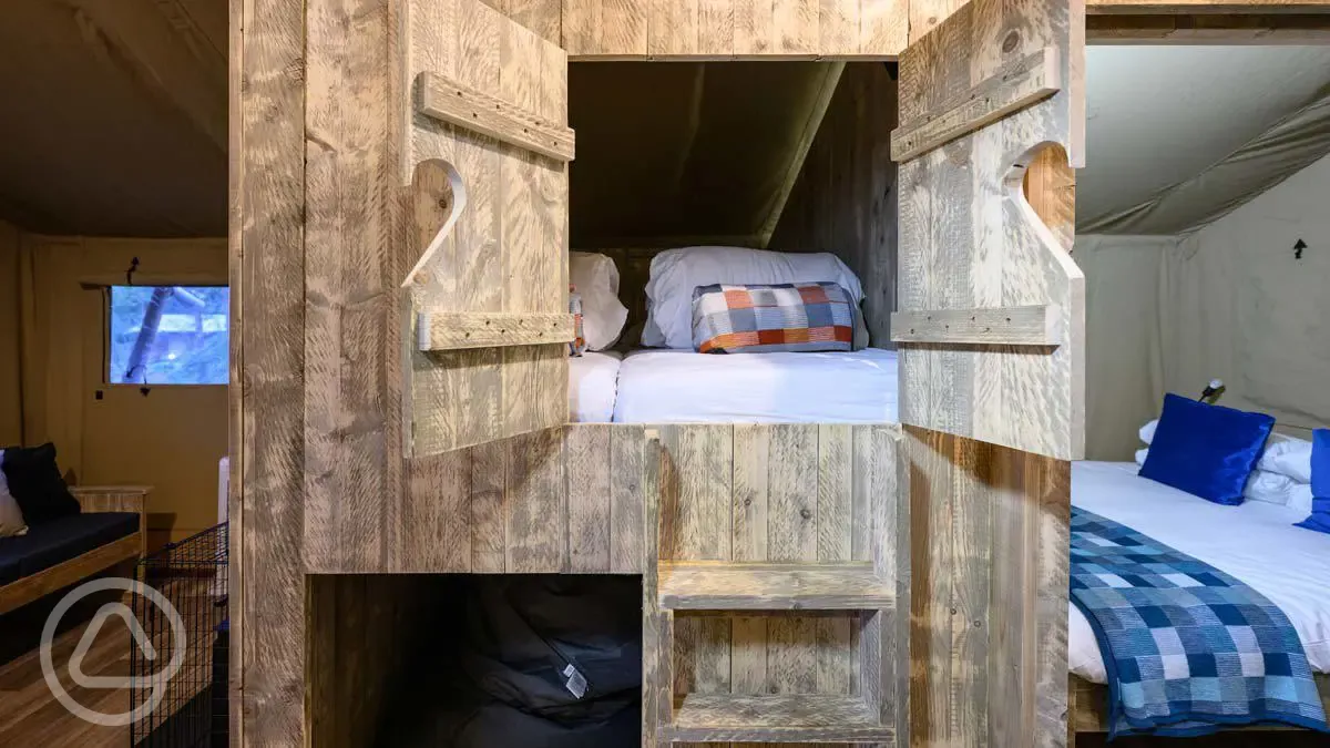 Large Deluxe safari tent with a double cabin bedroom