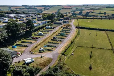 Aerial of Dartmouth Caravan Park overlooking Dartmouth countryside