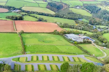 Aerial of Dartmouth Caravan Park and the surrounding countryside