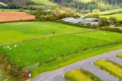 Aerial of the lower camping field with non electric grass pitches