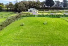 Aerial of the lower camping field with non electric grass pitches
