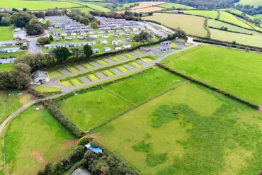 Aerial of Dartmouth Caravan Park and the surrounding countryside