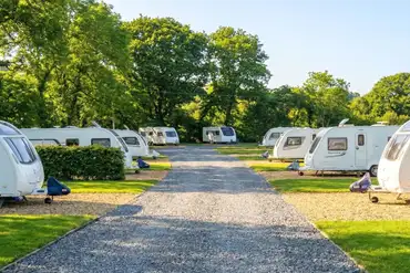 Llanina Caravan Park with hardstanding and grass touring pitches