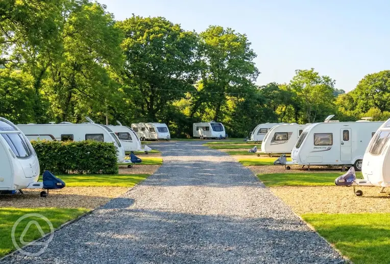 Llanina Caravan Park with hardstanding and grass touring pitches