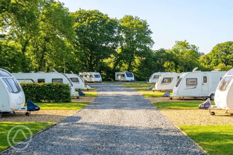 Llanina Caravan Park with hardstanding and grass touring pitches