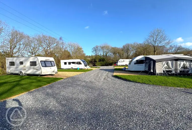 Spacious pitches for caravans, campervans and motorhomes