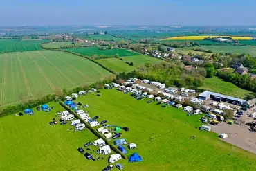 Aerial of Top End Farm with farm buildings and an onsite shop