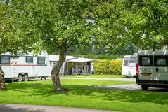 Fully serviced hardstanding pitches under the shade of trees Fully serviced hardstanding pitches under the shade of trees