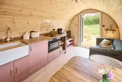 Campion kitchen with a hob, oven/grill, microwave, coffee machine and fridge