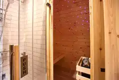 Meadow Spa ensuite bathroom with a sauna