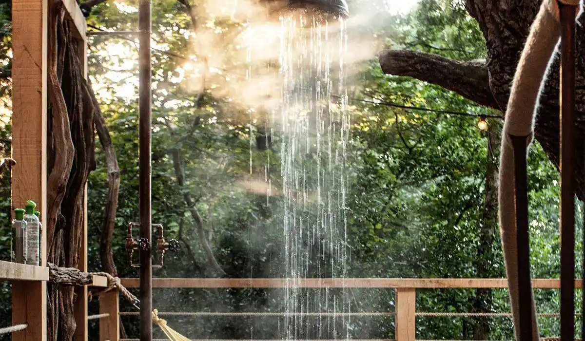 Glamping holidays outdoor showers and baths