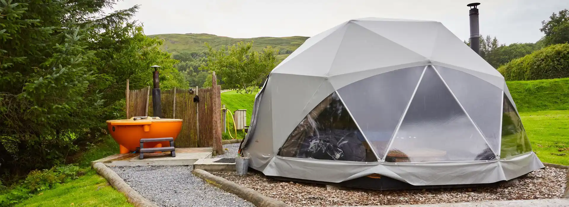 Glamping domes with hot tubs