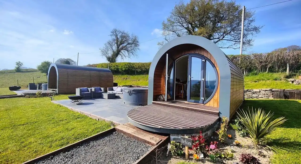 Camping and glamping pods with hot tubs in South Wales