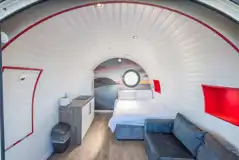 Silver glamping pod interior Silver glamping pod interior