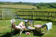 Private fire pit area at The Shepherd's Hut