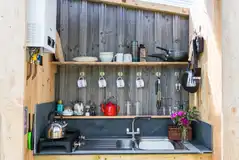Church Doors bell tent kitchenette