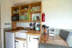 The hut with hot tub kitchen area