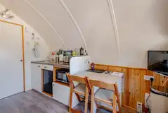 Kitchen with a sink, kettle, toaster, fridge, freezer, hob and combi oven Kitchen with a sink, kettle, toaster, fridge, freezer, hob and combi oven