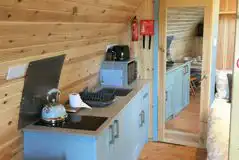 Glamping pod kitchen area