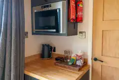 Meadow View glamping cabin kitchen