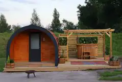 Heated camping pods with hot tub (wood view)