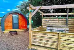 Heated Camping Pods With Hot Tub (Wood View) at Stanley Villa Farm Fishing and Camping