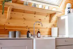 Eden glamping pod kitchen area