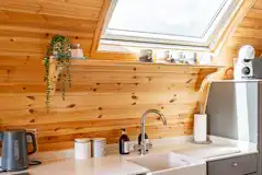 Alanna glamping pod kitchen area