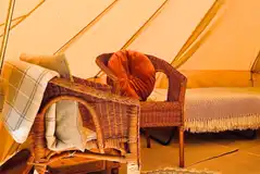 Seating inside the bell tent