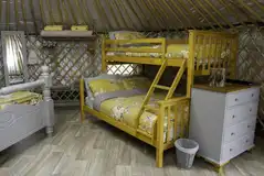 Silver Birch yurt triple bunk bed