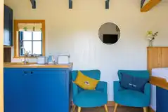 Ensuite shepherd's hut kitchen area