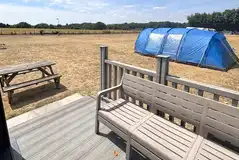 Family glamping pod decking, bench and picnic bench Family glamping pod decking, bench and picnic bench