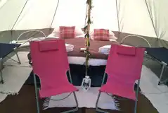 Pippin Bell tent with Hot tub at Hedgerow Cottage and Glamping