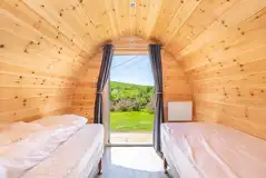 Bronze camping pod interior Bronze camping pod interior