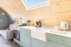 Large Gold glamping pod kitchenette Large Gold glamping pod kitchenette