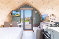 Large Gold glamping pod interior Large Gold glamping pod interior
