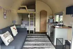 Family glamping pod with hot tub interior