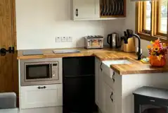 Shepherd's hut kitchen area