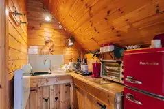 Cabin of Hearts kitchen area