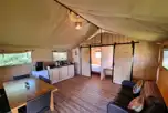 Woody safari tent interior