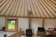 Roundhouse interior with a wood burner Roundhouse interior with a wood burner