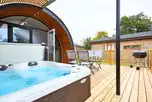 Large glamping pod with an electric hot tub