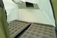 Ready tent with three double air beds and two singles