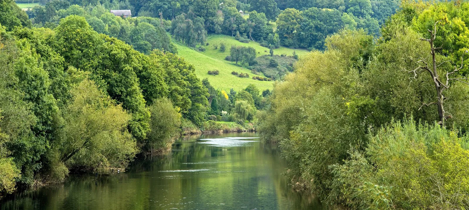 Wye River in Hay-on-Wye, Herefordshire