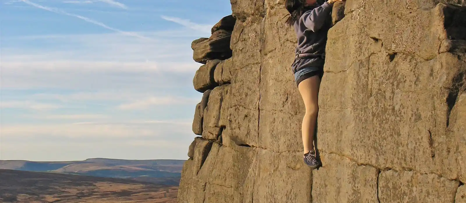 Rock climbing in the Peak District