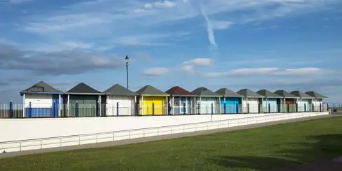 Colourful beach huts at Sutton-on-Sea