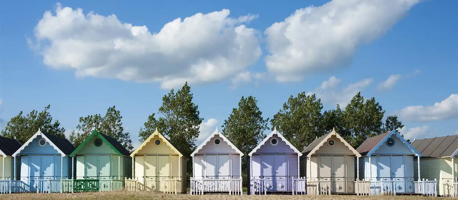 Beach huts on Mersea Island in Essex