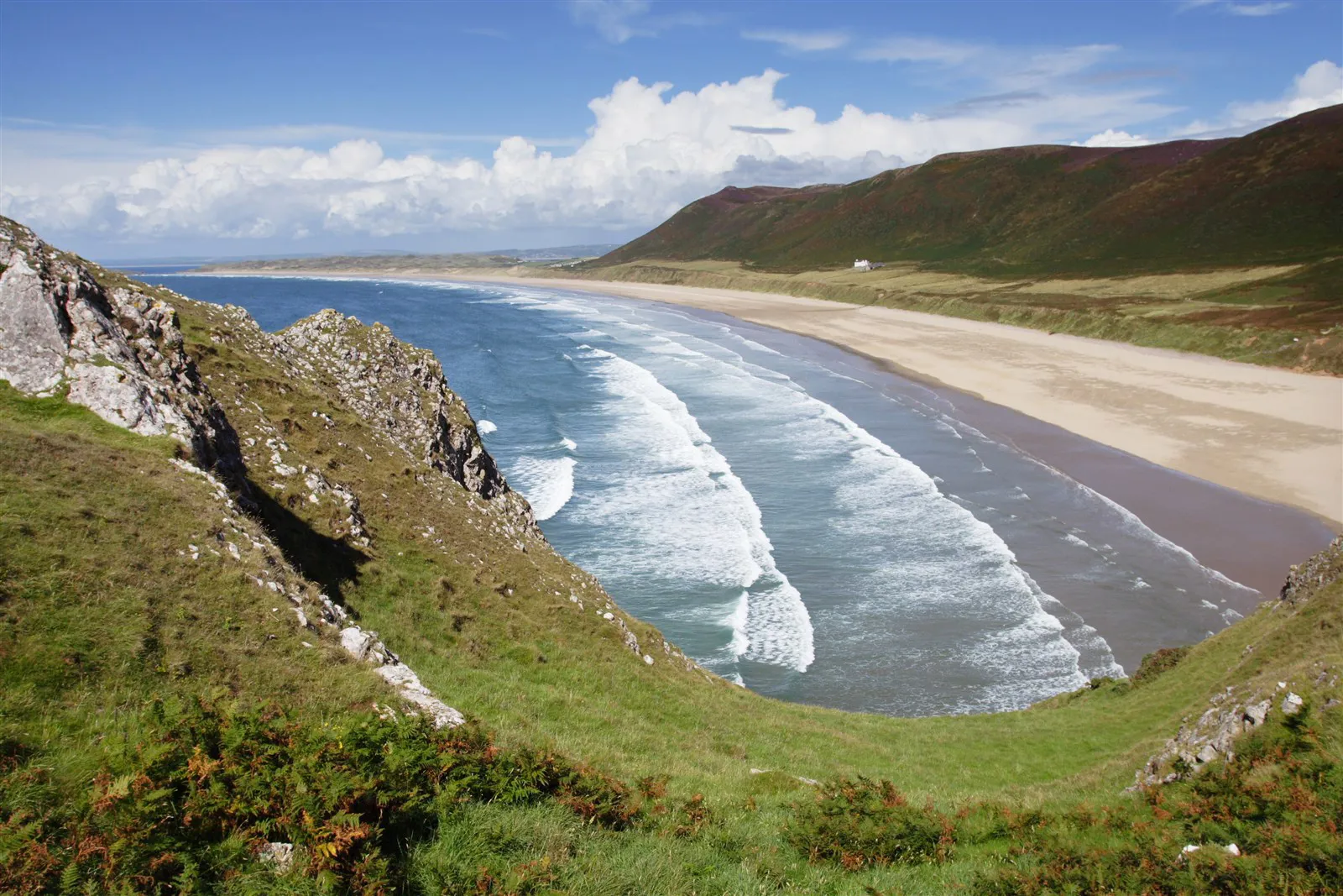 Outstanding Rhossili Beach on the Gower Peninsula of Wales